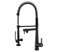 GICASA Black Matte Brass Commercial Style Kitchen Faucet with Pull Down Sprayer and Pot Filler, Single Handle, 1.8 GPM, 360° Swivel, 1 Hole Installation
