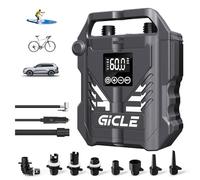 GICLE 60PSI Paddle Board Pump Electric SUP Pump, Dual Stage Fast Inflation & Auto-off with 12V DC Car Connector for Paddleboard, Tire, Boat, Tent (Standard model)