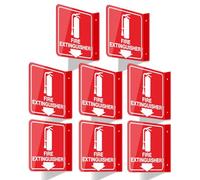 GicnKeuz Fire Extinguisher Sign, 6" x 6" Projecting With Down Arrow, Two-Sided Acrylic L-Sign, Including Screws, Easy to Install, Home Office/Business Use (8 Pack)