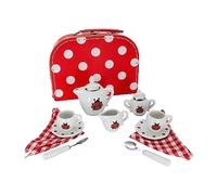 GICO 36362 Toy Play Case Ladybird with Tea Set for Children, Porcelain Crockery 14 Pieces
