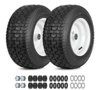 GICOOL 16x6.50-8 Riding Lawn Mower Rubber Tire and Wheel, 2 Pcs Replacement 16x6.5-8nhs Garden Tractor Lawnmower Tyre, with 3/4" & 5/8" Bushing, 3"-4.5" Centered Hub