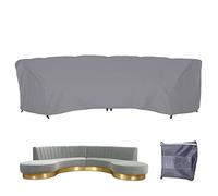 Gicov Curved Sofa Cover Waterproof Sectional Couch Cover Outdoor Furniture Cover Half Moon Sofa Set Protector with Windproof Elastic Cord for Patio Garden Lawn Grey