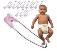 Giddy Square Nappy Pins 55 mm - Value 12-Pack, Locking Safety Cap (Pink)