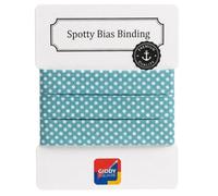 Giddy Square Premium 100% Cotton Spotty Bias Binding Tape 20mm - Single-Fold Polka Dot, 11 Colours - Quilting, Dressmaking & Baby Sewing - White Dots On Turquoise - 3m