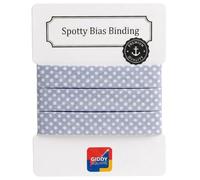 Giddy Square Premium 100% Cotton Spotty Bias Binding Tape 20mm - Single-Fold Polka Dot, 11 Colours - Quilting, Dressmaking & Baby Sewing - White Dots On Sky Blue - 3m