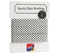 Giddy Square Premium 100% Cotton Spotty Bias Binding Tape 20mm - Single-Fold Polka Dot, 11 Colours - Quilting, Dressmaking & Baby Sewing - Black Dots On White - 3m