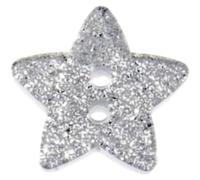 Giddy Square Star Glitter Buttons - Pack of 25 - 18mm Acrylic Buttons - Silver - Smooth Finish - Perfect for Festive Crafts & Decorations