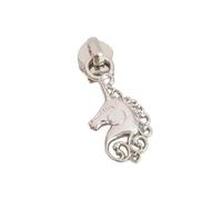 Giddy Square Unicorn Metal Zipper Pull for #5 Nylon & Continuous Zips - Silver Colour Replacement Zip Pull Accessory for Jackets, Bags & Crafts - 1 x Silver Zip Pull
