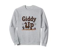 Giddy Up Western Horse Desert Cactus Cowboy Cow Girl Sweatshirt, Adult Unisex, Heather Grey, S
