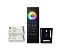GIDEALED 2.4G Wireless LED Controller with RF Remote Control,2X RGBW LED Controller+4 Zone Remote Control Group Control DC5V-24V 5 Wire SMD COB RGBW LED Strip Lights Dimming Change Color