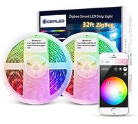 GIDEALED 32.8ft ZigBee LED Strip Lights Dimmable Ambiance Smart RGB Kit Directly Work Echo Plus for Alexa Voice Control Lights,Work Hub Bridge/Tuya Gateway for APP Control LightStrip Change Color