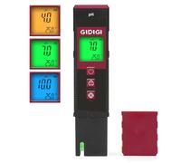 GIDIGI Digital pH Meter High Accuracy Portable Water Tester with Calibration Powders Color LCD Backlit Display with pH Test Strip Function for Lab Pools Hydroponics Aquariums Hot Tubs Drinking Water