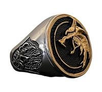 Giditrus Witcher Ring Geralt of Rivia Wolf Head Zinc Alloy Ring in Gold and Silver Cosplay Ring Cosplay Jewelry (Gold, 8)