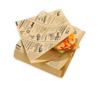 GIDWRIY Pack of 200 Wrap Paper Chips 15 x 15 cm, Printed Baking Paper, Burger Bags, Sandwich Bags, Doner Paper Pizza, Snack Bags, Deli Paper Sheets, Newspaper for Food Wrapping Paper
