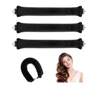 GIDWRIY Pack of 3 Heat-Free Curlers, Hair Rollers, Overnight Blowout Rods, No Heat Curls, Heatless Curls Band, Curls Overnight Without Heat, Flexible Curling Rods, Heatless Curlers Headband - Black