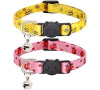 Giecooh 2 Pack Cat Collar Breakaway with Bells, Safety Buckle Kitten Collars for Boy and Girl Cats, Bee+Ladybug