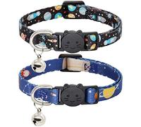 Giecooh 2 Pack Cat Collar Breakaway with Bells, Safety Buckle Kitten Collars for Boy and Girl Cats, Star and Moon