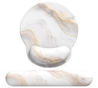 Giecy Keyboard Mouse Wrist Rest, Ergonomic Gel Mouse Wrist Rest Support Pad Pain Relief for Home Office Computer Laptops, Gaming,Typing (White Marble Set)