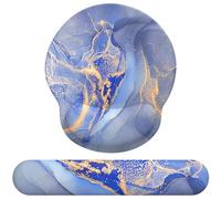 Giecy Keyboard Mouse Wrist Rest, Ergonomic Gel Mouse Wrist Rest Support Pad Pain Relief for Home Office Computer Laptops, Gaming,Typing (Blue Marble Set)