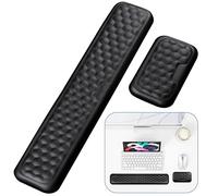 Giecy Keyboard Mouse Wrist Rest, Ergonomic Keyboard Support Pad Wrist Rest, with Soft PU Leather & Memory Foam Pain Relief for Home Office Computer Desks, Laptops, Gaming,Typing (Black)