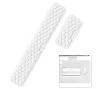 Giecy Keyboard Mouse Wrist Rest, Ergonomic Keyboard Support Pad Wrist Rest, with Soft PU Leather & Memory Foam Pain Relief for Home Office Computer Desks, Laptops, Gaming,Typing (White)