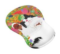 Giecy Mouse Pad with Gel Wrist Rest, Ergonomic Comfortable Computer Wrist Support for Laptop, Pain Relief Mousepad with Non-Slip PU Base for Office & Home (Little White Cat)