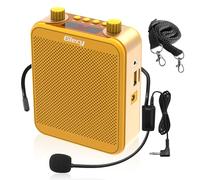 Giecy Portable Voice Amplifier with Headset Microphone 30W Rechargeable Battery 2800mAh Powerful Sound System for Teachers, Guides, Coaches, Presenters(Yellow)
