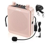 Giecy Voice Amplifier with Microphone Headset 30W Portable Multifunctional Amplifier 2800mAh Powerful Sound System for Teachers, Guides, Coaches, Presenters (Rose gold)