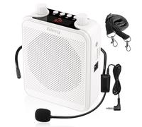 Giecy Voice Amplifier with Microphone Headset 30W Portable Multifunctional Amplifier 2800mAh Powerful Sound System for Teachers, Guides, Coaches, Presenters (White)