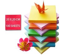 GIEEU 100 Sheets of Origami Paper, 20 x 20 cm, 70 Grams, for Beginners, Teenagers, Adults, handicrafts, 10 Colours, Squares.