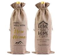 GIEEU 2 Pack Wine Gift Bags, Housewarming Presents for New Home, Sturdy Reusable Wine Tote for Homeowners, Women & Men