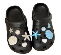 GIEEU 9 Pcs Shoe Charms Decorative Set,Cute Bling Charms for Clog Sandals,Summer Beach Theme with Starfish,Seashells & Pearls