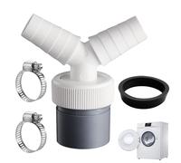 GIEEU Drain Y Connector for Washing Machine & Dishwasher, 40mm Hose Compatible Y Adapter with 2 Hose Clamps, 0.75"-0.95" Double Waste Pipe Thread Adaptor for Tumble Dryer