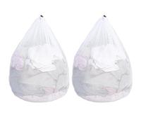 GIEEU Extra Large Mesh Laundry Bags 2 Pack - 60x80cm Heavy Duty Drawstring Laundry Bags for Washing Machine, Anti-Tangle Wash Bags for Duvet Covers, Big Clothes & Bed Linen (White)