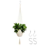 GIEEU Macrame Plant Hangers, Hand-woven Jute and Cotton Rope Hanging Planters Baskets with 2 Hanging Hooks, Hat-shaped Hanging Indoor Outdoor Ceiling Plant Holder for Living Room, Bedroom, 102cm
