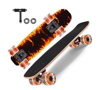 GIEEU Skateboards with Colorful Flashing Wheels for Beginners,Kids,Teens,Adults, Complete Standard Skate Boards 9 Layer Canadian Maple Deck Concave Skateboard (X-Fire)