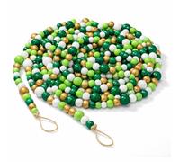 Giegxin 1 Pcs 1 Pcs 32.8 Feet Wooden Bead Garland Rustic Boho Wood Bead Garland Decor Rustic Wall Hanging Ornaments for St. Patrick's Day Holiday Spring Farmhouse Party Decoration (Mix Green 2)