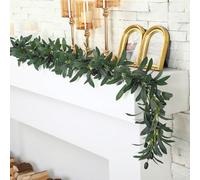 Giegxin 2 Pcs Total 10 ft Artificial Olive Leaf Vine Garland Olive Artificial Garland Hanging Green Vine with Fake Fruits Greenery Olive Leaves Decor for Wedding Backdrop Home Office Garden Wall Door