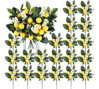 Giegxin 20 Pcs 12.9 inch Artificial Lemon Blueberry Branches with Lemon Blueberry and Green Leaves Branches Spring Decoration for Vase Kitchen Centerpiece Garland Table Party Home and Wedding Flower