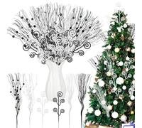 Giegxin 24 Pcs 17" 12" Black White Christmas Artificial Flowers Ornaments
