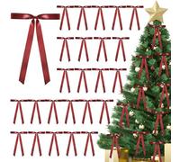 Giegxin 24 Pcs Burgundy Satin Ribbon Bows with Twist Tie, 5 x 7 Inch Large Wine Red Ribbon Bows for Gift Wrapping Christmas Tree Wreath Garland DIY Crafts Wedding Baby Shower Decor