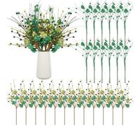 Giegxin 24Pcs St. Patrick's Day Decorations Artificial Shamrock Picks 17" Clover Stems Picks Fake Floral Bunch Decor Green Artificial Flowers Twig Stem for Irish St. Patrick's Day Table Home Decor