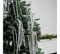 Giegxin 4 Pcs Crystal Christmas Tree Pick 31.5 Inch Crystal Silver Glitter Hanging Iced Branch with Chip Stone Bright Christmas Picks for Xmas Tree Topper Wreath Vase Home Winter Holiday Decorations