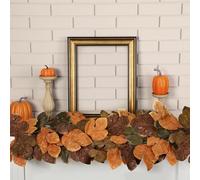 Giegxin 52'' Artificial Fig Leaf Olive Green Tan Autumn Decoration for Home Thanksgiving Day Vintage Fig Branches Table Centerpiece Wreath Door Fireplace Decor