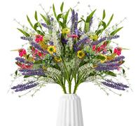 Giegxin 6 Bundles Artificial Silk Wildflowers Flowers 19.6 Inch Fake Wildflower Bouquets Stems Faux Plants for Wedding Table Centerpiece Home Garden Kitchen Window Office Decor (Wildflowers)