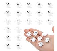 Giegxin 60 Pcs Halloween Miniatures Ghost Charms Flatback Mini Ghost Decoration Small Artificial Halloween DIY Craft for Party Dollhouse Hair Clips Vase Fillers Accessories(White,1.1inch)