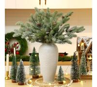 Giegxin 8pcs Artificial Pine Branches with Pine Cones 25.6inch Faux Norfolk Stems Christmas Green Plants Branches Fake for Vase DIY Garland Wreath Xmas Indoor Outdoor Home Decor