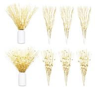 Giegxin Champagne Glitter Berry Picks for Christmas Tree 16 Pack 17 Inch Artificial Stems Christmas Ornaments Xmas Picks Branches for Vase Wreath Winter Holiday Party Wonderland Decoration