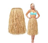 Giegxin Natural Raffia Grass Skirts Tropical Luau Hula Skirt for Adults Women Men Hawaiian Party Costume Beach, As Shown in the Pictures Fresh Style, One Size