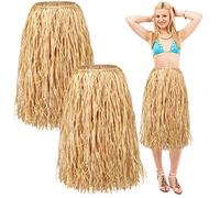 Giegxin Natural Raffia Grass Skirts Tropical Luau Hula Skirt for Adults Women Men Hawaiian Party Costume Beach, As Shown in the Pictures Fresh Style, One Size